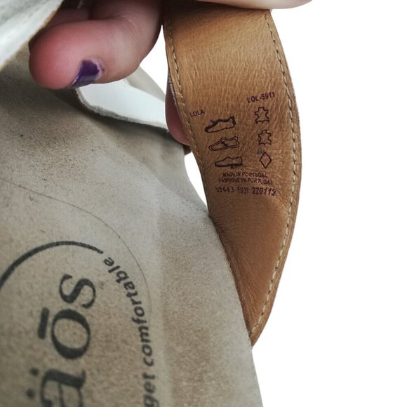 Taos Lola White Leather Toe Loop Sandals Size EU 37 US 6.-6.5 Thong Hook & Loop - Picture 8 of 13